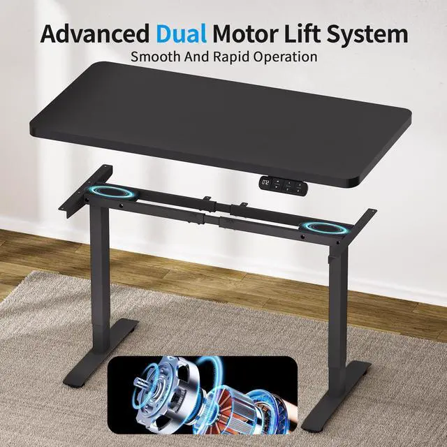 Alt view image 5 of 7 - Dual Motor Electric Standing Desk Frame with Memory Controller, Computer Memory Desk Adjustable Table Legs Up to 47.2" for Home and Office, Black
