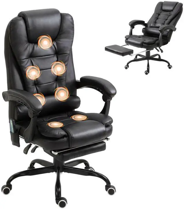 Main image of 7-Point Vibrating Massage Office Chair, High Back, Black | Computer Chair, Lumbar Support, Footrest, Reclining Back, Adjustable Height
