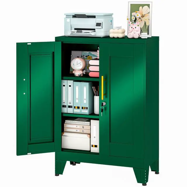 Main image of 36" Metal File Garage Storage Cabinet with Lock,Lockable 3D Printer Table Cabinet with Filament and 2 Adjustable Shelves,Tool Steel Locker Organizer for Home Office,Studio,School,Warehouse(Green)