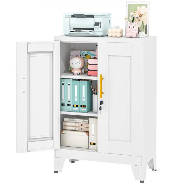 Main image of 36" Metal File Garage Storage Cabinet with Lock,Lockable 3D Printer Table Cabinet with Filament and 2 Adjustable Shelves,Tool Steel Locker Organizer for Home Office,Studio,School,Warehouse(White)