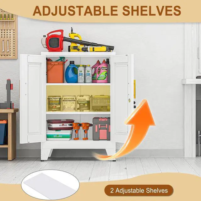Alt view image 5 of 7 - 36" Metal File Garage Storage Cabinet with Lock,Lockable 3D Printer Table Cabinet with Filament and 2 Adjustable Shelves,Tool Steel Locker Organizer for Home Office,Studio,School,Warehouse(White)
