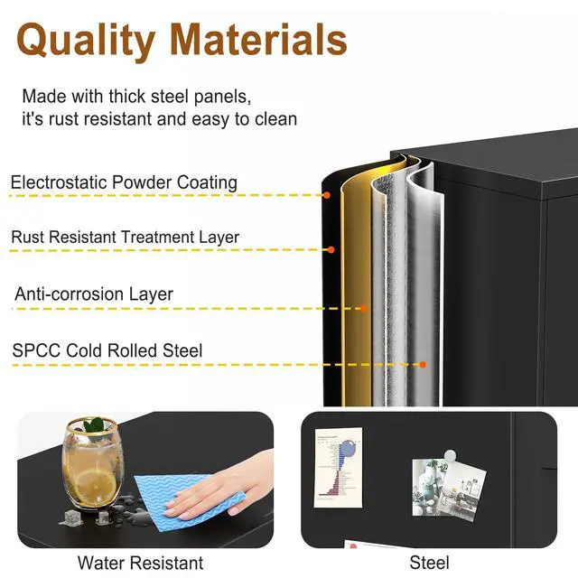Alt view image 6 of 7 - 36" Metal File Garage Storage Cabinet with Lock,Lockable 3D Printer Table Cabinet with Filament and 2 Adjustable Shelves,Tool Steel Locker Organizer for Home Office,Studio,School,Warehouse(Black)