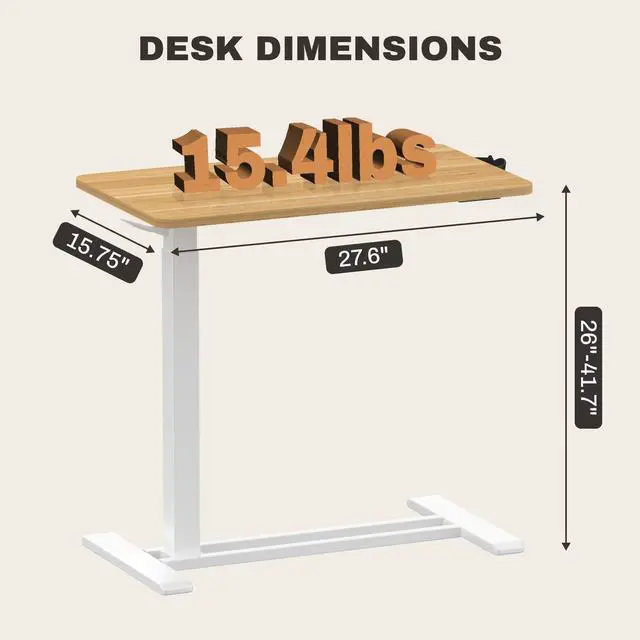Alt view image 7 of 7 - 28" Mobile Standing Desk Pneumatic Lift Computer Workstations | Computer workstation desk with hidden wheels,Laptop Rolling Cart for home office and small spaces.27.6"W x 15.7"D,Maple