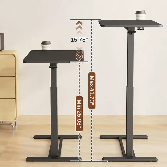 Alt view image 2 of 7 - 32" Mobile Standing Desk Pneumatic Lift Computer Workstations | Computer workstation desk with hidden wheels,Laptop Rolling Cart for home office and small spaces.31.5"W x 15.7"D,Black
