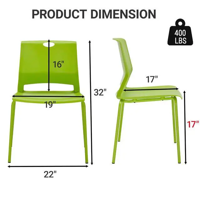 Alt view image 2 of 7 - Stackable Office Chairs, Green Guest Chairs with Comfortable Streamline Seat, Stacking Chairs No Wheels for Conference Room, Set of 4