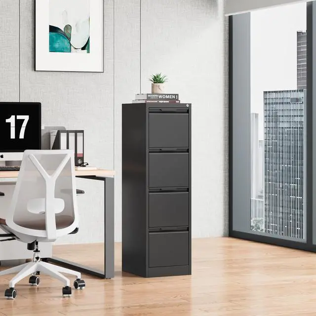 Alt view image 2 of 7 - File Cabinet, 4 Drawer Filing Cabinet with Lock, Metal File Cabinet | Vertical File Storage Cabinet, Lockable, Suitable for Letter/Legal/A4/ File Folder, Cabinet for Home Office, Easy to Assemble