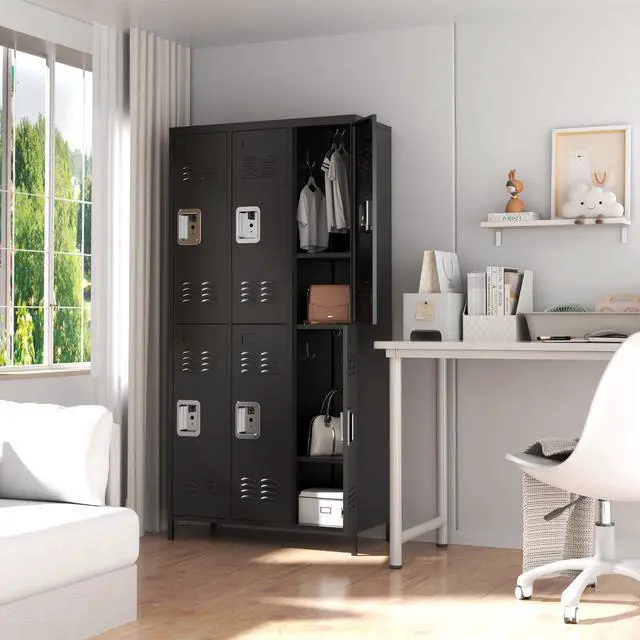 Alt view image 2 of 6 - 6 Doors Metal Storage Locker for Employee,72" Sports Staff Lockers | Steel Tall Locker Cabinet with Shelves and Hooks Wide Clothes Cabinets for Office School Gym Home Bedroom Garage