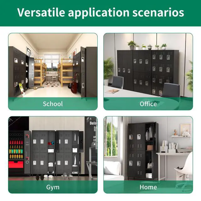 Alt view image 5 of 6 - 6 Doors Metal Storage Locker for Employee,72" Sports Staff Lockers | Steel Tall Locker Cabinet with Shelves and Hooks Wide Clothes Cabinets for Office School Gym Home Bedroom Garage