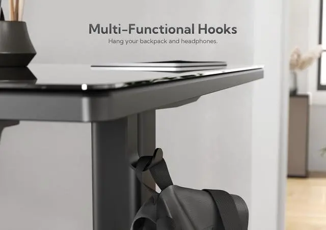 Alt view image 7 of 7 - Glass Standing Desk 40x24 Inch Black | Smooth Height Adjustment, Tempered Glass Top, 3 Memory Presets, Stand Up, 132 lbs Capacity, Quick Install