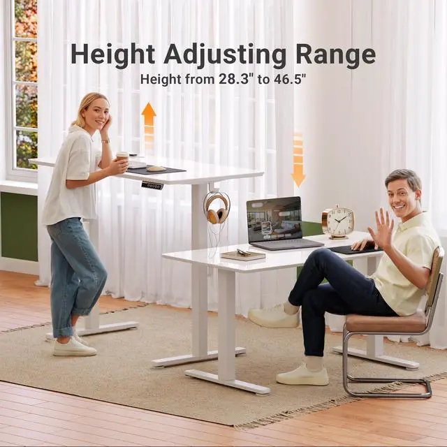Alt view image 5 of 7 - Glass Standing Desk 40x24 Inch White | Smooth Height Adjustment, Tempered Glass Top, 3 Memory Presets, Stand Up, 132 lbs Capacity, Quick Install