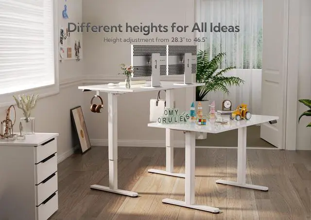 Alt view image 6 of 7 - Glass Standing Desk 40x24 Inch Super White | Smooth Height Adjustment, Tempered Glass Top, 3 Memory Presets, Stand Up, 132 lbs Capacity, Quick Install