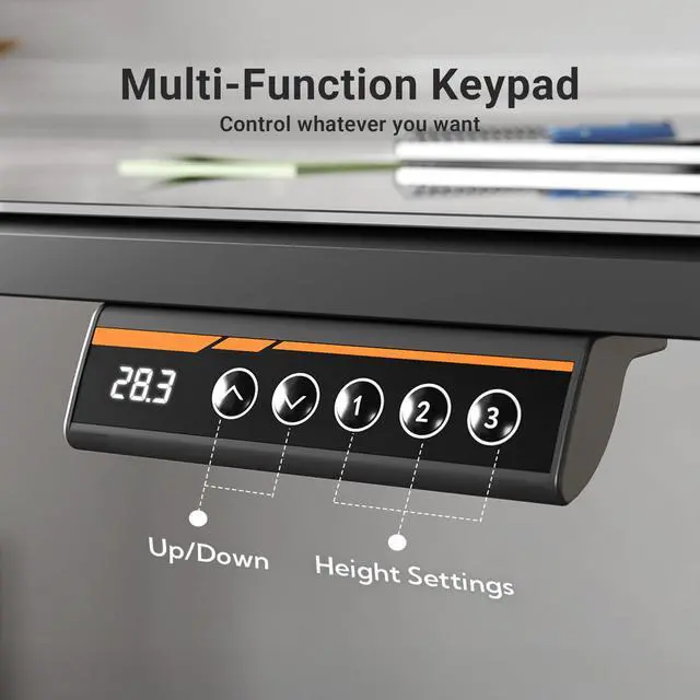 Alt view image 6 of 7 - Glass Standing Desk 40x24 Inch Super Black | Smooth Height Adjustment, Tempered Glass Top, 3 Memory Presets, Stand Up, 132 lbs Capacity, Quick Install