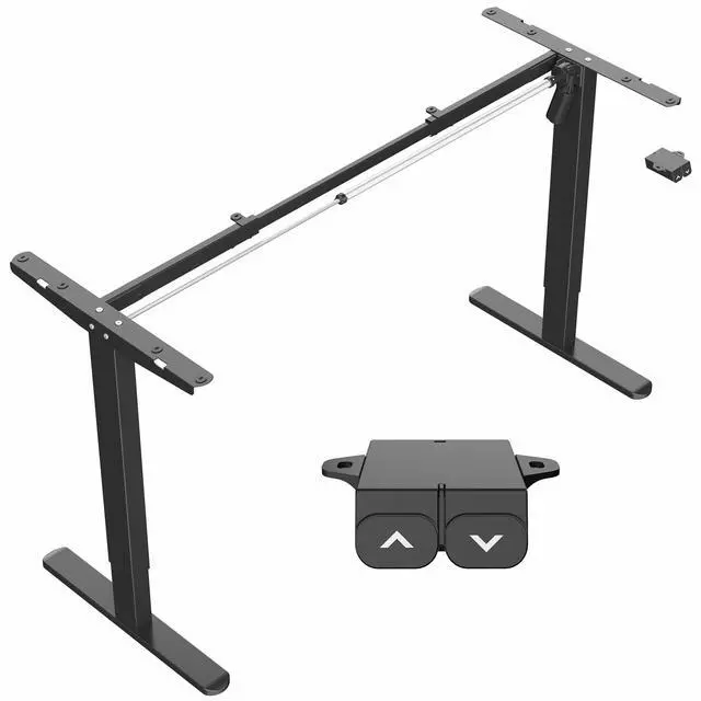 Main image of Black Single Motor Electric Standing Desk Frame, DESK-V100EB | Height Adjustable, Holds up to 154 lbs, Sit Stand Ergonomic Base, Standing Desk Legs, Simple Controller, Frame Only