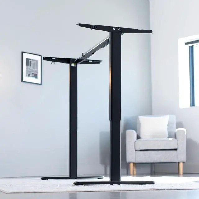 Alt view image 2 of 7 - Black Single Motor Electric Standing Desk Frame, DESK-V100EB | Height Adjustable, Holds up to 154 lbs, Sit Stand Ergonomic Base, Standing Desk Legs, Simple Controller, Frame Only