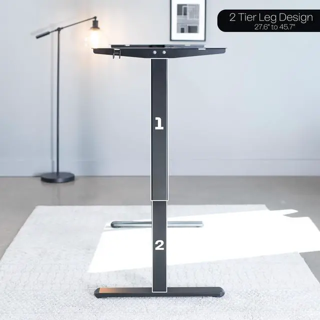 Alt view image 5 of 7 - Black Single Motor Electric Standing Desk Frame, DESK-V100EB | Height Adjustable, Holds up to 154 lbs, Sit Stand Ergonomic Base, Standing Desk Legs, Simple Controller, Frame Only