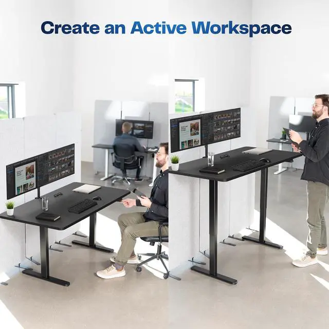 Alt view image 7 of 7 - Black Single Motor Electric Standing Desk Frame, DESK-V100EB | Height Adjustable, Holds up to 154 lbs, Sit Stand Ergonomic Base, Standing Desk Legs, Simple Controller, Frame Only