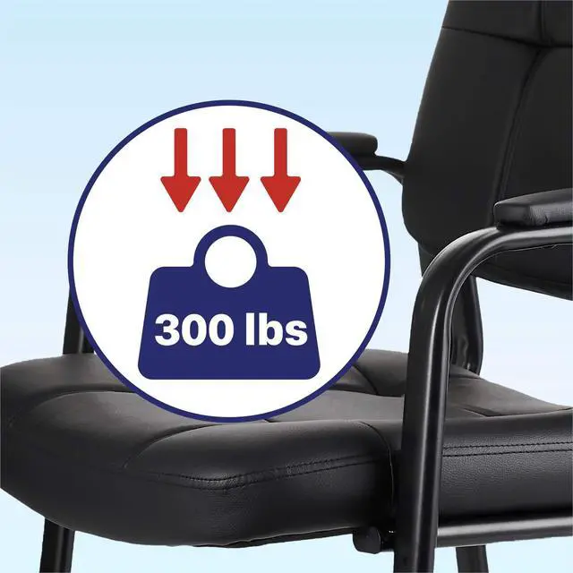 Alt view image 5 of 7 - Classic Reception Chair with Padded Armrests and Sturdy Steel Frame, Ergonomic Guest Chair for Office Conference Waiting Meeting Room, Black (2 Pack)