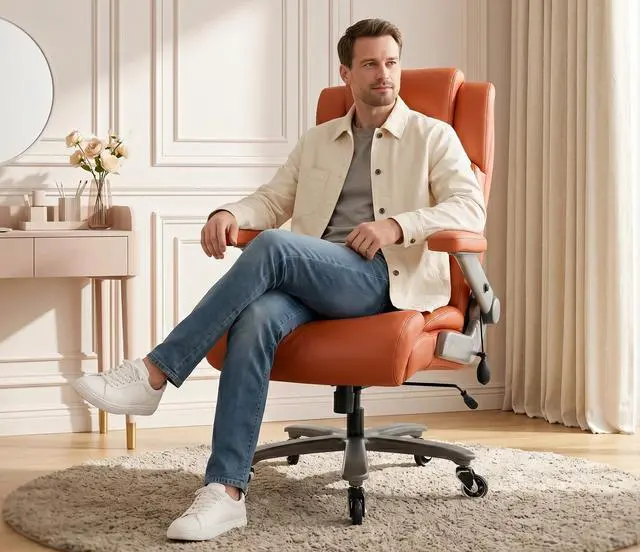 Alt view image 2 of 7 - Big and Tall 700lbs Office Chair - Adjustable Lumbar Support 3D Flip Arms Heavy Duty Metal Base&Wheels, High Back Large Executive Computer Desk Chair, Thick Padded Ergonomic Design for Back Pain