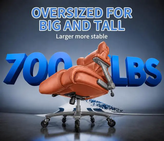 Alt view image 5 of 7 - Big and Tall 700lbs Office Chair - Adjustable Lumbar Support 3D Flip Arms Heavy Duty Metal Base&Wheels, High Back Large Executive Computer Desk Chair, Thick Padded Ergonomic Design for Back Pain