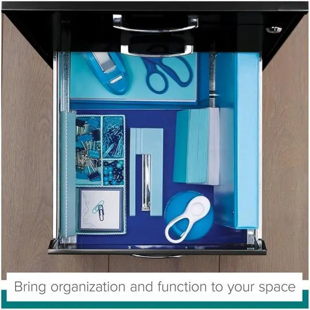Alt view image 5 of 7 - 3-Drawer Metal Filing Cabinet, 27.32" H x 14.25" W x 18.00" D, Pearl White Finish, Locking Storage with Letter-Size File Drawers, Non-Porous Painted Steel for Home or Office