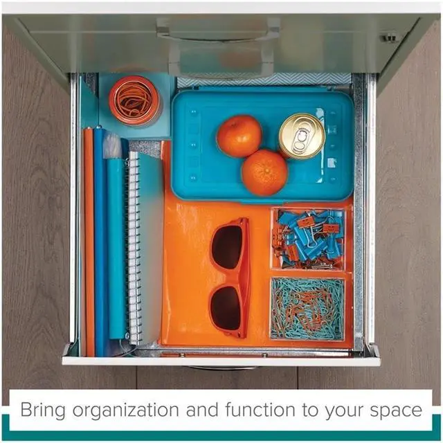 Alt view image 6 of 7 - 3-Drawer Metal Filing Cabinet, 27.32" H x 14.25" W x 18.00" D, Pearl White Finish, Locking Storage with Letter-Size File Drawers, Non-Porous Painted Steel for Home or Office