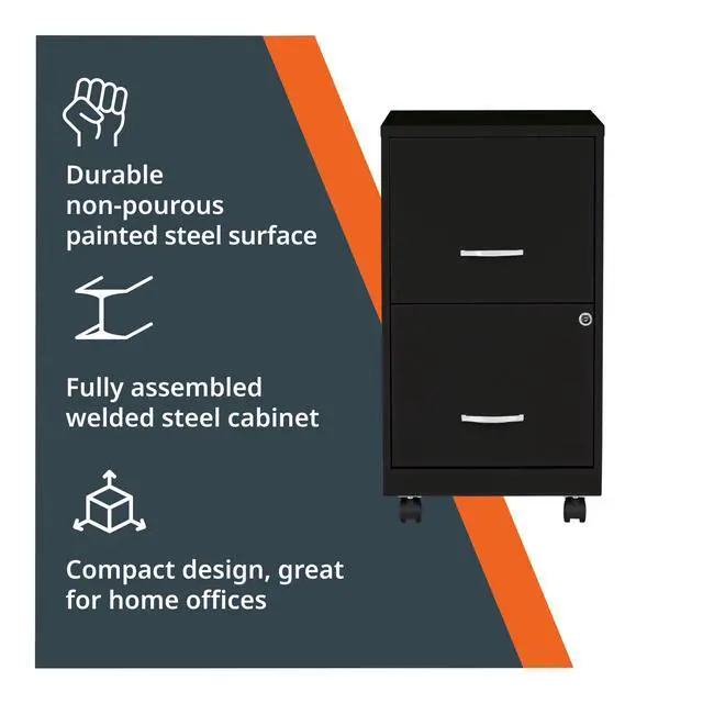 Alt view image 5 of 7 - 2-Drawer Mobile File Cabinet, 14.2" x 18" x 26.5", Black