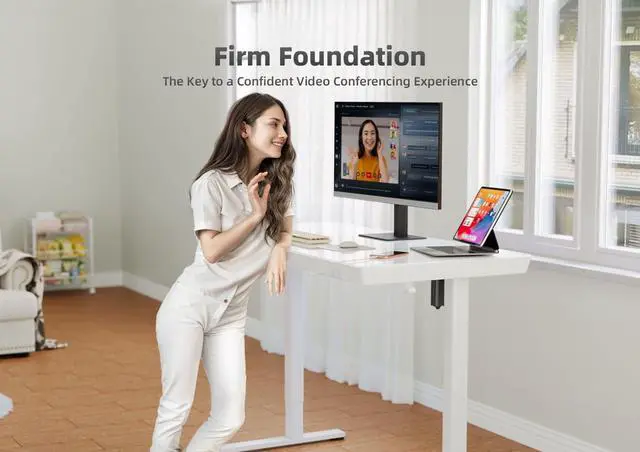 Alt view image 7 of 7 - Glass Standing Desk with Drawers, 55x24 Inch, White | Quick Install, Whole-Piece Glass Top, USB ports and a Type-C port, Buil in Drawers, Writable Glass Top, 2 Hooks