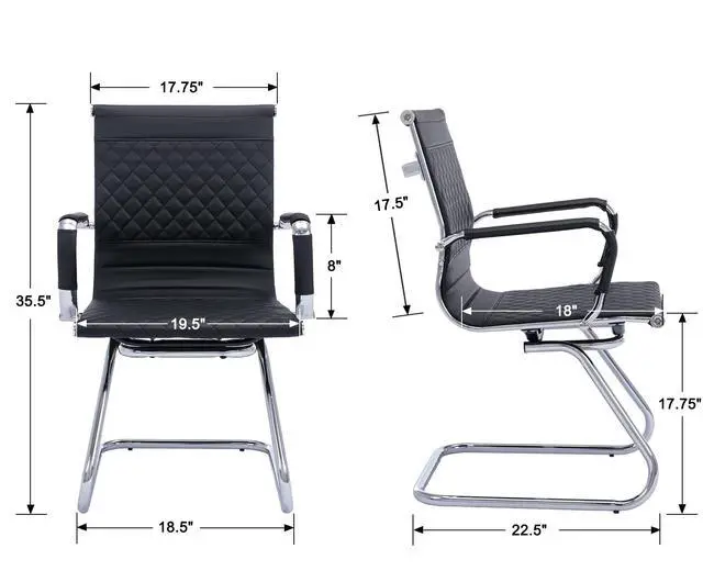 Alt view image 3 of 7 - Office Guest Chairs Reception Chairs Waiting Room Chairs Set of 2 Conference Room Chair with Mid Back, Modern PU Leather Desk Chairs, Black