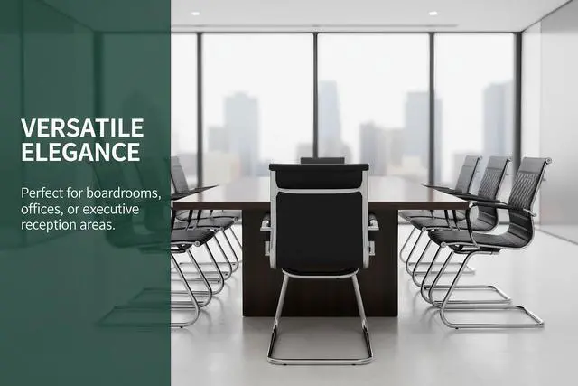 Alt view image 5 of 7 - Office Guest Chairs Reception Chairs Waiting Room Chairs Set of 2 Conference Room Chair with Mid Back, Modern PU Leather Desk Chairs, Black