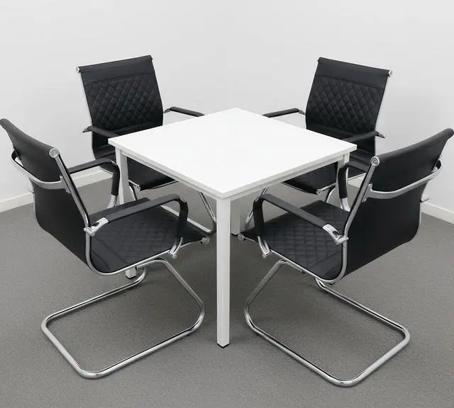 Alt view image 6 of 7 - Office Guest Chairs Reception Chairs Waiting Room Chairs Set of 2 Conference Room Chair with Mid Back, Modern PU Leather Desk Chairs, Black