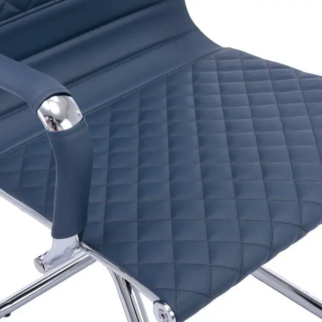 Alt view image 7 of 7 - Office Guest Chairs Reception Chairs Waiting Room Chairs Set of 2 Conference Room Chair with Mid Back, Modern PU Leather Desk Chairs, Navy