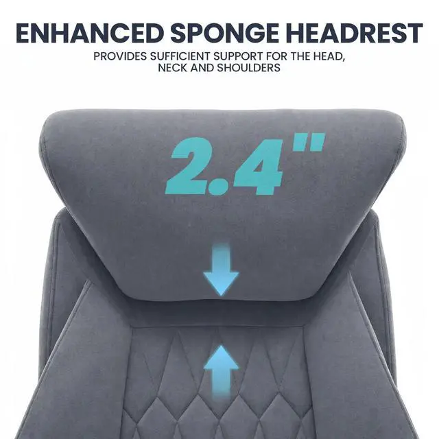 Alt view image 4 of 7 - Big and Tall Office Chair, 500LBS Ergonomic Executive Office Chair with Foot Rest, 155° Reclining High Back Gaming Desk Chair with Lumbar Support, Adjustable Headrest & Linked Armrests, Gray