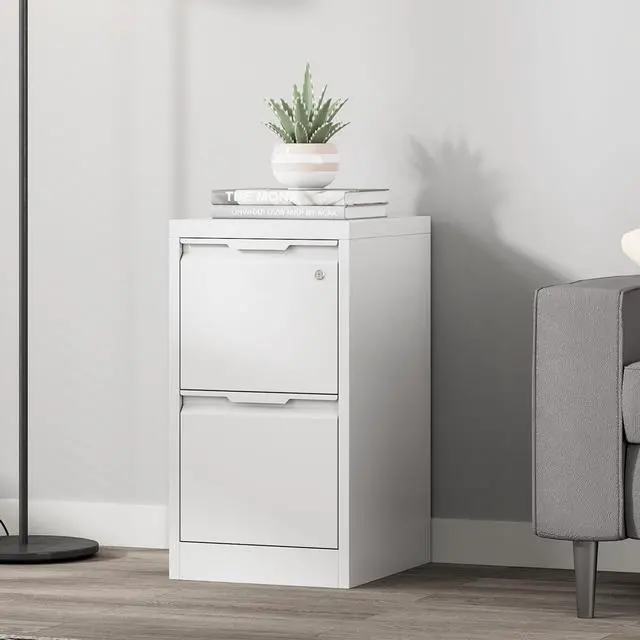 Alt view image 2 of 6 - 2 Drawer Vertical File Cabinet with Lock, Metal Filing Cabinet for Home Office, Locking File Cabinet for A4/F4/Legal/Letter, Assembly Required (White, 2 Drawer)