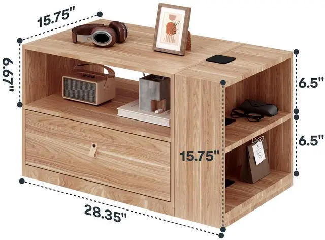 Alt view image 3 of 7 - H7 CAB Mobile File Cabinet with Storage Drawers, Under Desk | File cabinet with storage drawers for office organization. Under desk cabinet for standing desk setup and home office,Maple