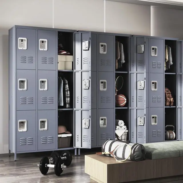 Alt view image 2 of 7 - 9 Doors Metal Storage Locker for Employee,72" Sports Staff Lockers | Steel Tall Locker Cabinet with Shelves and Hooks Wide Clothes Cabinets for Office School Gym Home Bedroom Garage
