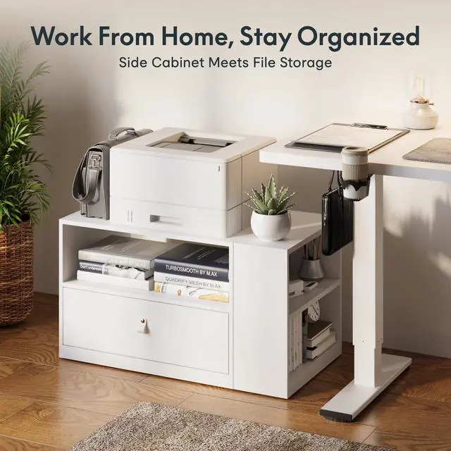 Alt view image 5 of 7 - H7 CAB Mobile File Cabinet with Storage Drawers, Under Desk | File cabinet with storage drawers for office organization. Under desk cabinet for standing desk setup and home office,White