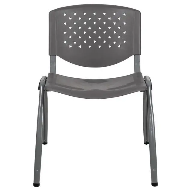 Alt view image 5 of 7 - Home and Office Gray Plastic Stack Chair with Perforated Back | Powder Coated, 880 LBS. Weight Capacity