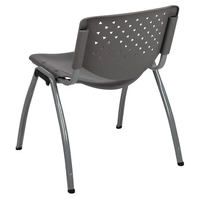 Alt view image 7 of 7 - Home and Office Gray Plastic Stack Chair with Perforated Back | Powder Coated, 880 LBS. Weight Capacity