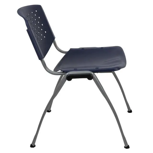Alt view image 7 of 7 - Home and Office Navy Plastic Stack Chair with Perforated Back | Powder Coated, 880 LBS. Weight Capacity