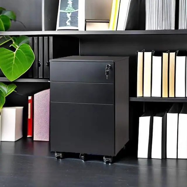 Alt view image 4 of 7 - 3 Drawer File Cabinet with Lock, Fully Assembled Except Casters | Under Desk Rolling Filing Cabinet for Home Office, Fits Letter/Legal/A4 Size