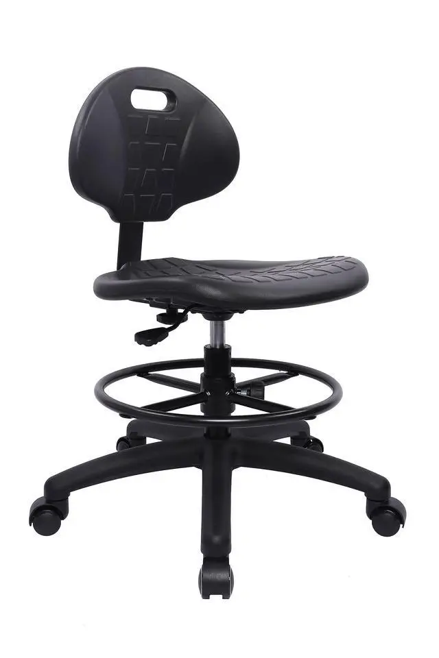 Alt view image 3 of 7 - ® Polyurethane Drafting Lab Stool Chair, 18" Adjustable Footring, 8" Adjustable Height, 450 lbs seat Capacity, Heavy Duty, Shipped Within 24 Hours Med. Bench Height (Self-Braking Caster)