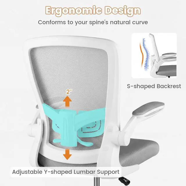Alt view image 4 of 7 - Ergonomic Drafting Chair Tall Office Chair with Flip-Up Armrests Footrest Ring Height Adjustable Executive Task Chair Mesh Computer Standing Desk Chair Lumbar Support for Home Office (Gray)