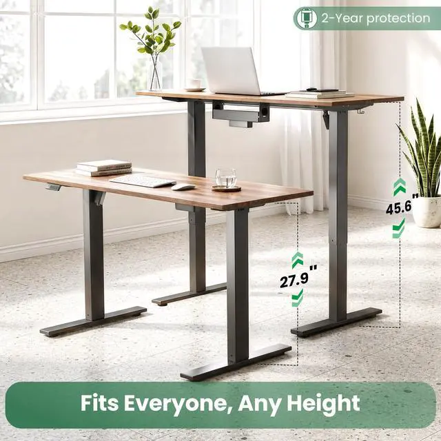 Alt view image 6 of 7 - Dual Beam Standing Desk Frame for Tops up to 75" - 220 lbs Capacity | Standing Desk Legs with 3 Memory Presets, Power Strip and Cable Management Tray, Black Frame Only