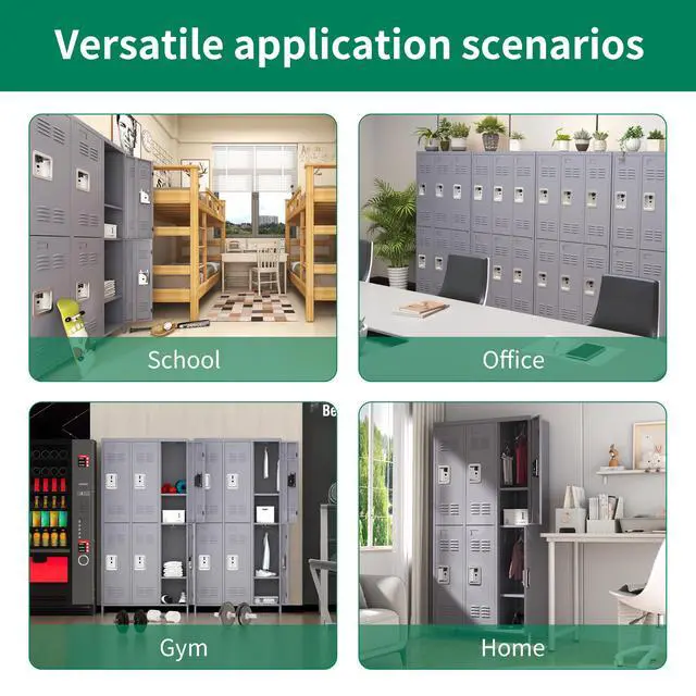 Alt view image 5 of 6 - Metal Locker 6 Doors Locking Storage Lockers for Employees,72" Tall Staff Locker Cabinet with Shelves and Hooks Steel Sports Locker Cabinet for Office Home Dedroom School Gym Garage