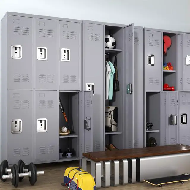 Alt view image 6 of 6 - Metal Locker 6 Doors Locking Storage Lockers for Employees,72" Tall Staff Locker Cabinet with Shelves and Hooks Steel Sports Locker Cabinet for Office Home Dedroom School Gym Garage