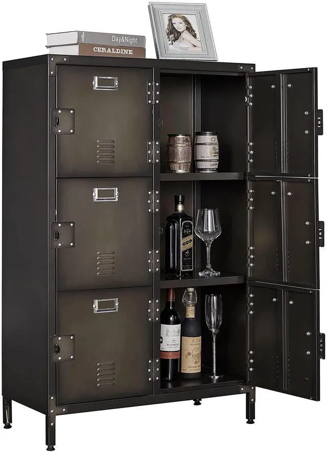 Main image of 6 Door Vintage Steel Modern Locker Cabinet for Bedroom, Home Office, Utility Room, Gym