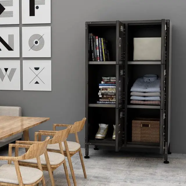 Alt view image 2 of 7 - 6 Door Vintage Steel Modern Locker Cabinet for Bedroom, Home Office, Utility Room, Gym