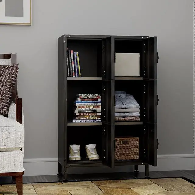 Alt view image 4 of 7 - 6 Door Vintage Steel Modern Locker Cabinet for Bedroom, Home Office, Utility Room, Gym