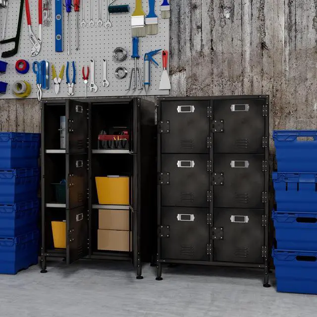 Alt view image 6 of 7 - 6 Door Vintage Steel Modern Locker Cabinet for Bedroom, Home Office, Utility Room, Gym