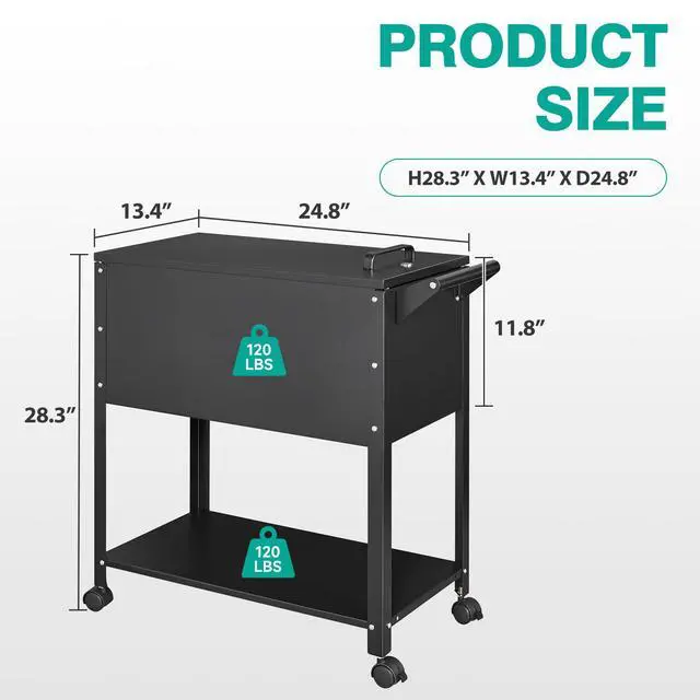 Alt view image 6 of 6 - Rolling File Cart with Wheels Hanging Files,Rolling File Cabinet Organizer,Rolling Hanging File Folder Cart on Wheels,Metal Filing Cart,Fit A4/F4/Letter/Legal File for Home Office (Black)